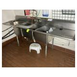 3 COMPARTMENT STAINLESS STEEL SINK, APPROX 102 IN