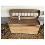 WOODEN BENCH WITH STORAGE, 37 IN X 15 IN X 30 IN