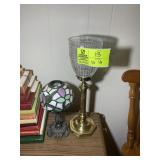 GROUP INCLUDING CANDLE HOLDER, 10 IN TALL AND BRAS