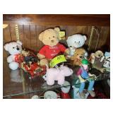 GROUP OF DECORATIVE ITEMS, STUFFED BEARS, FORD FIR