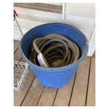 BLUE TUB WITH WATER HOSE
