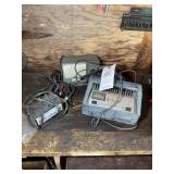 GROUP OF BATTERY CHARGERS, AND VOLTMETER, UNKNOWN