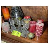 GROUP OF MISC CANDLES AND CANDLE HOLDERS