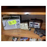 GROUP OF VINTAGE ELECTRONICS, RADIO, ALARM CLOCK,