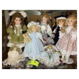 SECOND SHELF OF DOLLS, 13 IN TO 17 IN TALL