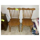 PAIR OF SPINDLE BACK WOODEN CHAIRS