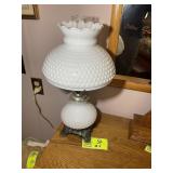 MILK GLASS ELECTRIFIED OIL LAMP
