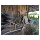 GROUP INCLUDING HORSE DRAWN PLOWS, METAL PLOW, ETC