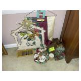 GROUP OF CHRISTMAS THEMED DECORATIONS, FLAG, CANDL