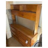 FULL SIZE WOODEN HEADBOARD AND 6 DRAWER DRESSER 56