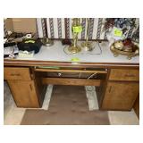 LARGE HANDMADE DUAL TOP DOUBLE PEDESTAL DESK, 64 I
