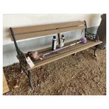 METAL FRAME WOOD BENCH, 64 IN LONG