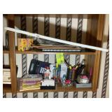 GROUP OF OFFICE SUPPLIES, CALCULATOR CHALK, PENS,