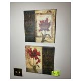 PAIR OF DECORATIVE WALL PRINTS, 12 IN X 12 IN