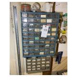 CONTENTS ON WALL INCLUDING BOLT BINS WITH ASSORTED