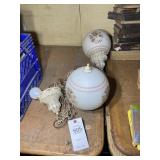 PAIR OF VINTAGE HANGING LAMPS WITH GLASS GLOBES