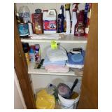 BOTTOM THREE SHELVES, TOWELS, CAR WASH ITEMS, ETC