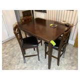HIGH TOP DINING TABLE WITH 3 CHAIRS AND BENCH SEAT