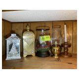 GROUP OF DECORATIVE CANDLE HOLDERS, 10 IN TO 14 IN