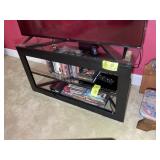 METAL FRAME GLASS SHELF ENTERTAINMENT STAND, 42 IN