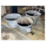 GROUP OF GALVANIZED BUCKETS AND MAILBOX