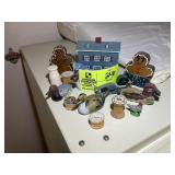 GROUP OF SMALL FIGURINES, DUCKS, WOODEN GINGERBREA
