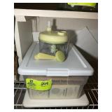 SMALL TOTE WITH BAKING SUPPLIES, FUNNEL, ETC
