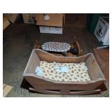 VINTAGE HANDMADE WOODEN DOLL CRADLE AND BED