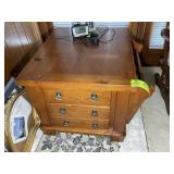 WOODEN TWO DRAWER SIDE TABLE WITH MAGAZINE RACK, 2