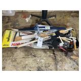 GROUP OF PAINTING SUPPLIES, BRUSHES, ROLLERS, ETC