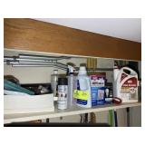 TOP SHELF INCLUDING INSECT KILLER, FLOOR CLEANER,