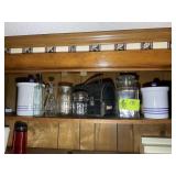 CONTENTS OF TOP SHELF HALL CLOSET, CANNING JARS, C