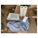 GROUP INCLUDING BED WARMER, VINTAGE CLOTHESPINS AN