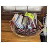 BASKET WITH MISC BOOKS, VARIOUS TITLES AND AUTHORS