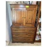 TWO DOOR THREE DRAWER CUSTOM WOODEN CHEST, 42 IN X