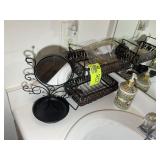 GROUP INCLUDING DECORATIVE 2 TIER BASKET, VANITY M