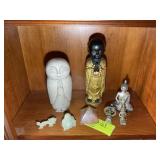 SECOND SHELF OF DECORATIVE BUDDHA STYLE FIGURINES
