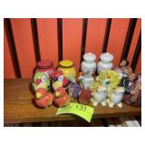 RIGHT SIDE SECOND SHELF BAKERS RACK, MISC SALT AND