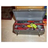 METAL CRAFTSMAN TOOLS BOX WITH MISC TOOLS, PLYERS,