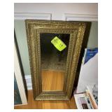GOLD COLOR FRAMED MIRROR, 13 IN X 27 IN