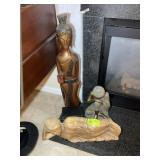 GROUP OF BUDDHA FIGURINES, 8 IN, 15 IN AND 35 IN T