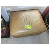 LEATHER OTTOMAN, 25 IN X 20 IN X 16 IN