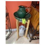 DECORATIVE STAND WITH WASH BOWL AND PITCHER, DECOR