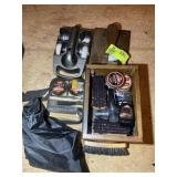 GROUP OF SHOE SHINE ITEMS, POLISH, ETC