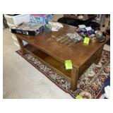 LARGE WOODEN COFFEE TABLE, 50 IN X 30 IN X 18 IN,