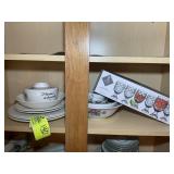 SHELF WITH MISC SERVING BOWLS, PINEAPPLE GROVE SHO