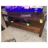 3 DRAWER WOODEN ENTERTAINMENT STAND, 62 IN X 22 IN