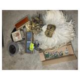 GROUP OF DECORATIVE ITEMS, MASKS, VASE, ETC