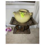 PLANT STAND 12 IN TALL AND VASE 9 IN TALL