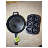 MARTHA STEWART CAST IRON FRYING PAN AND CAST IRON